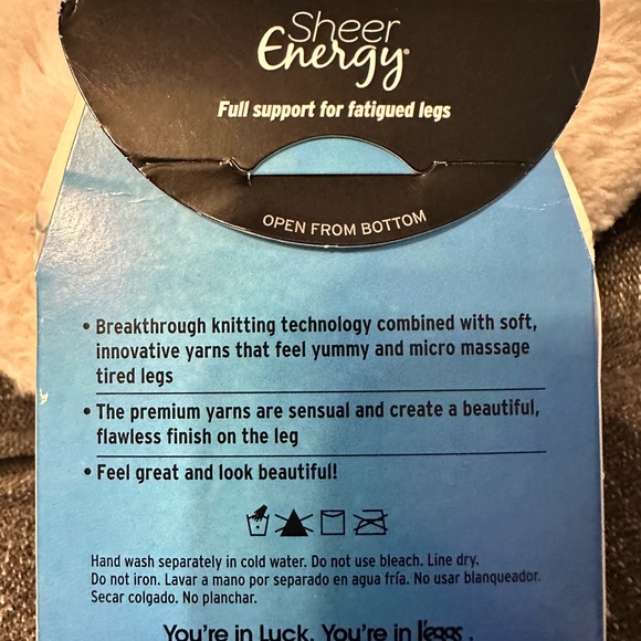 Leggs sheer energy gray control top sheer tights 360 medium support leg size Q - Picture 4 of 7